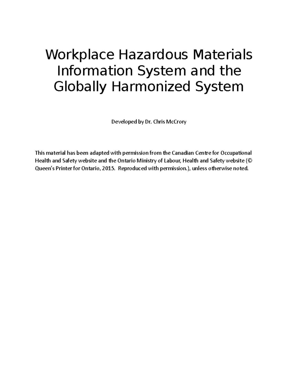 Module Workplace Hazardous Materials Information System and GHS Final
