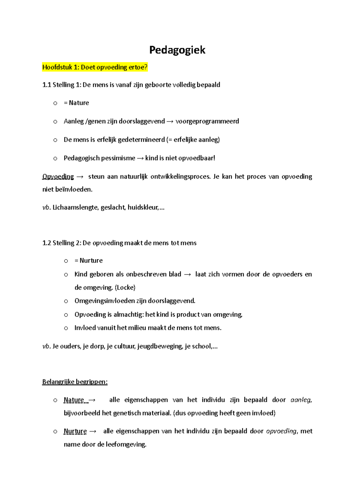 Samenvatting Pedagogiek - Pedagogiek Hoofdstuk 1: Doet Opvoeding Ertoe ...