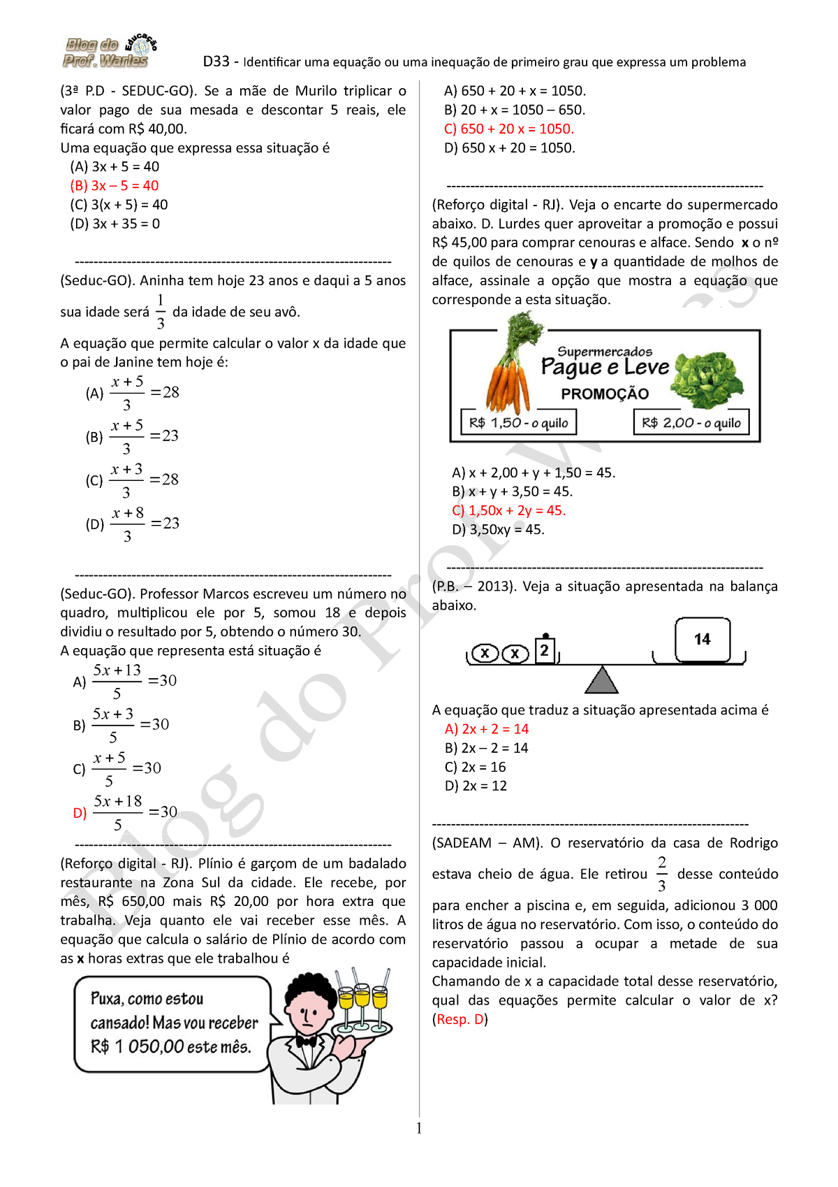 Blog do Prof. Warles: D33 - Quiz por descritor - Mat. 9° Ano - E.F