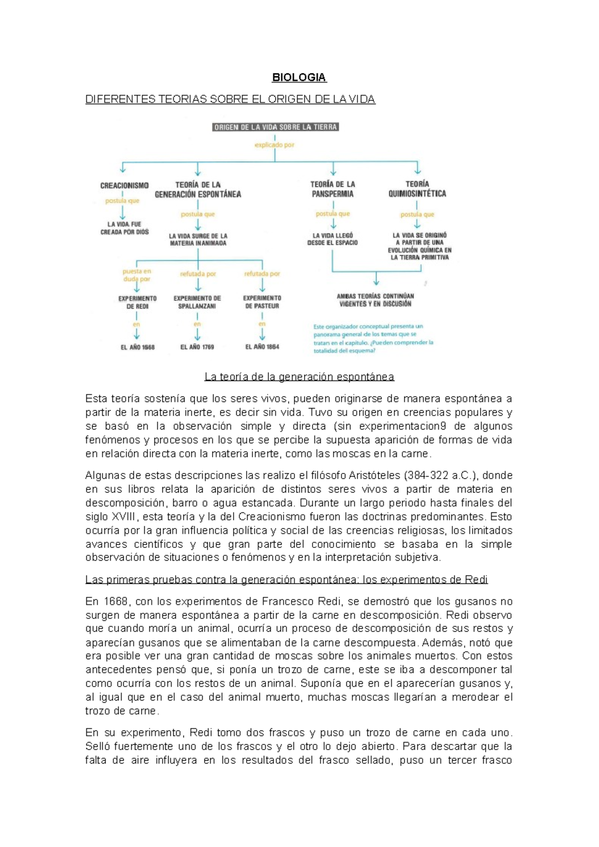 Clase el origen de la vida - BIOLOGIA DIFERENTES TEORIAS SOBRE EL ...