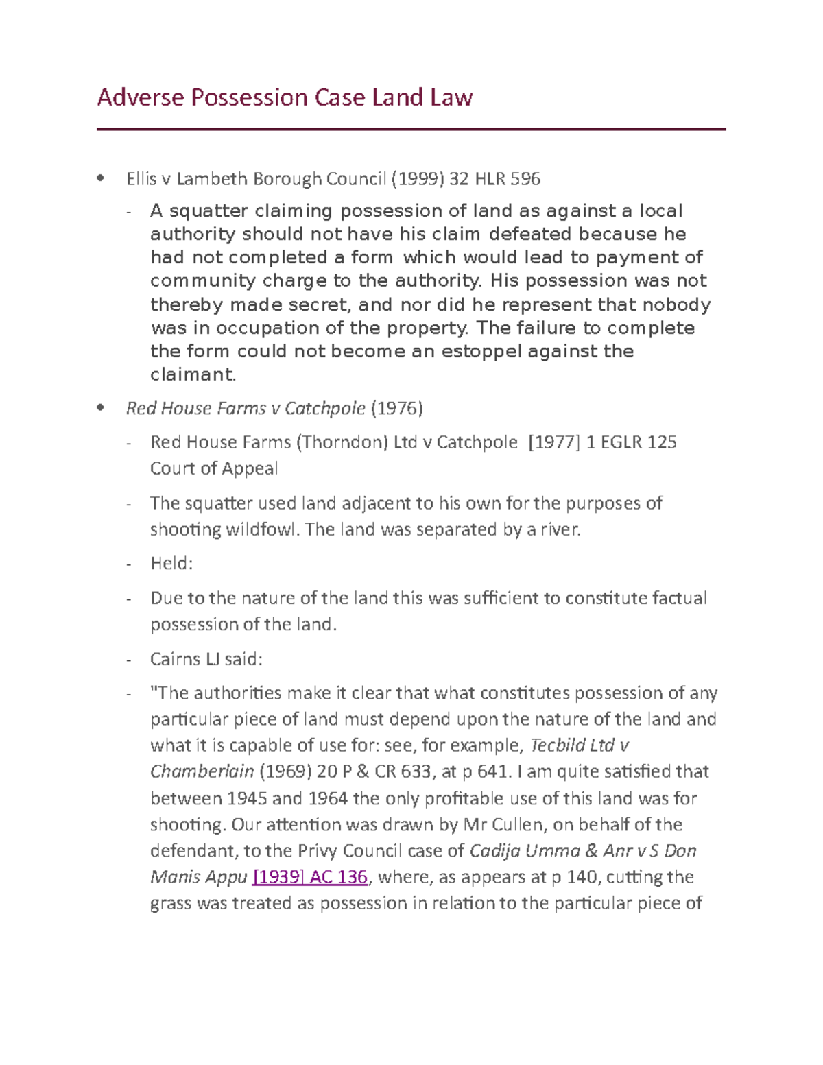 Adverse Possession Case Land Law - Adverse Possession Case Land Law ...