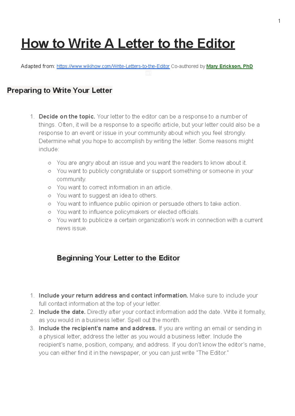 How to Write A Letter to the Editor - How to Write A Letter to the ...