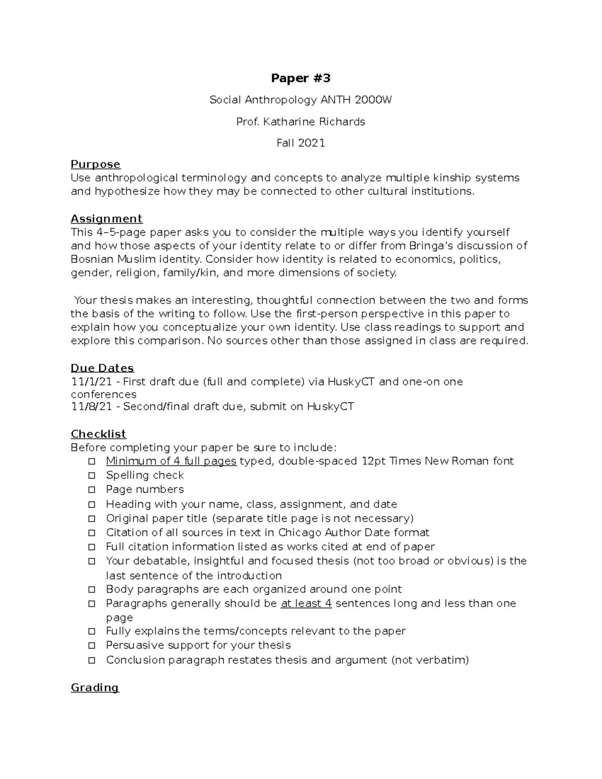 Paper 3 Assignment - Paper Social Anthropology ANTH 2000W Prof ...