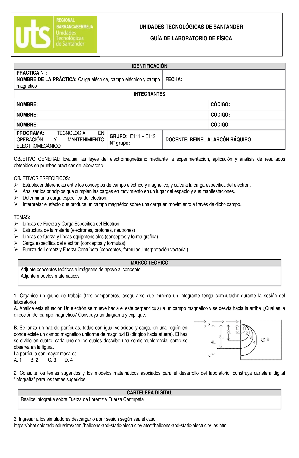 Laboratorio Carga Electrica Campo Electrico Y Campo Magnetico Studocu