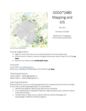 GEOG3430 Lab6 - GEOMATICS - GEOG 3430 LAB 6 Q. Include a map of the ...
