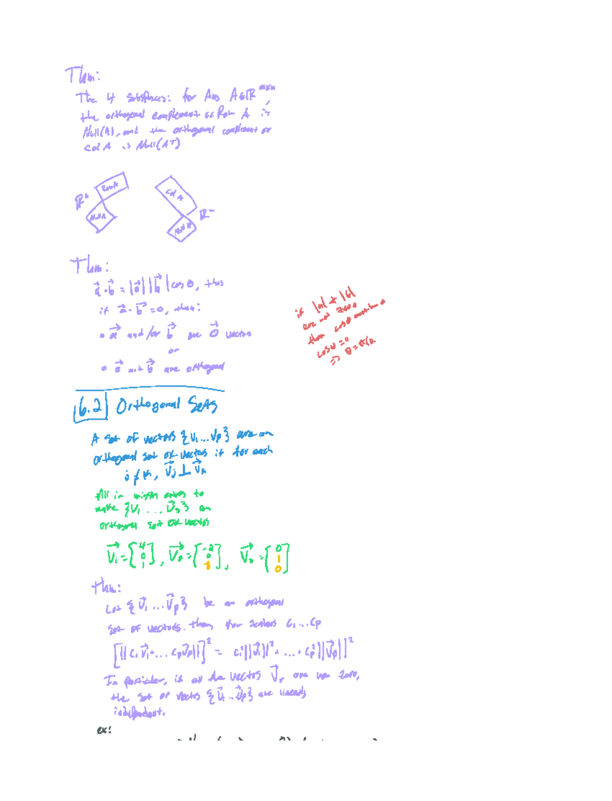 Math 1554 Lecture Notes Math 1554 10-24 - Thin The 4 Subspaces For Ans ...