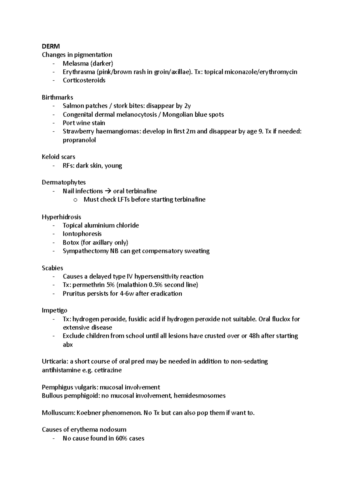 Finals notes on dermatology - DERM Changes in pigmentation - Melasma ...