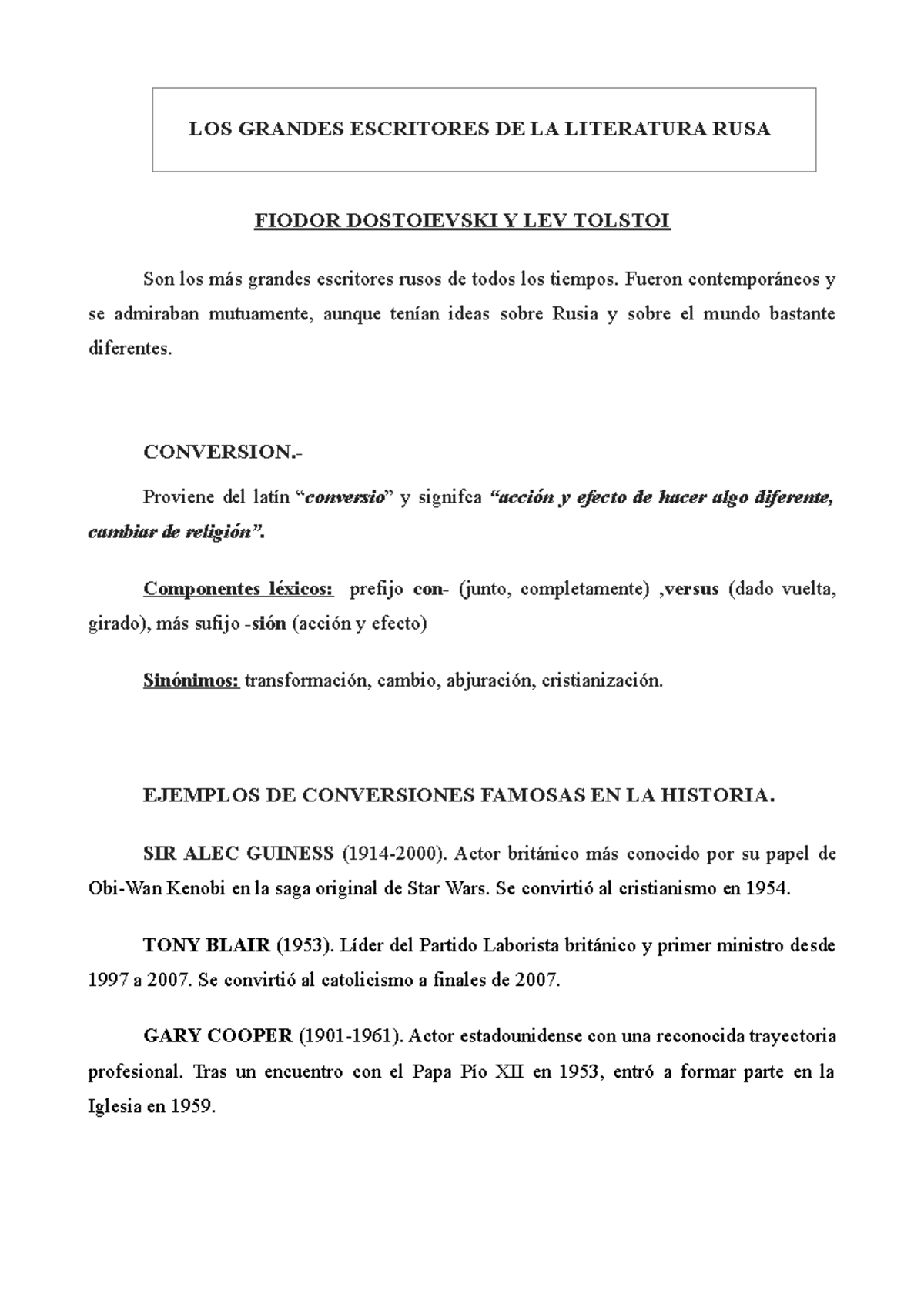 Trabajo de filosofia - FIODOR DOSTOIEVSKI Y LEV TOLSTOI Son los más ...