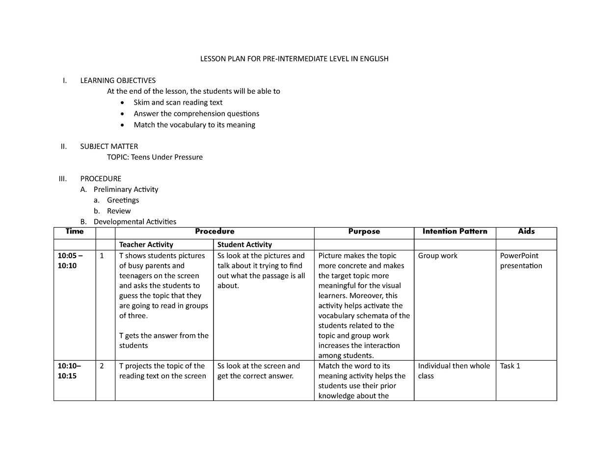 Sample Lesson Plan For Jss2 Social Studies