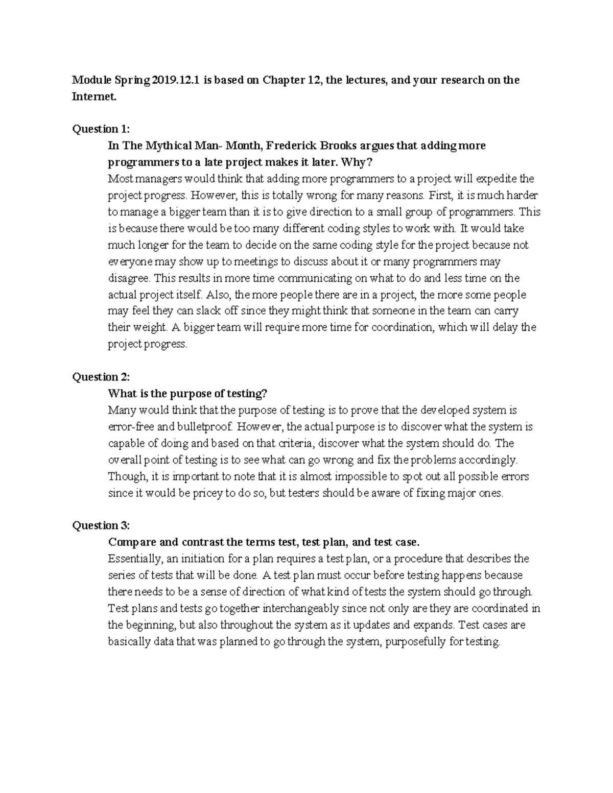 12 - Chapter 12 Summary - Module Spring 2019.12 Is Based On Chapter 12 