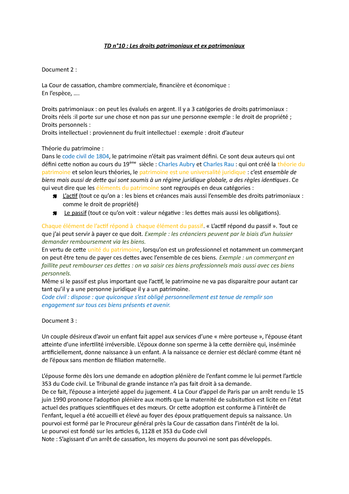 dissertation droit patrimoniaux et extrapatrimoniaux