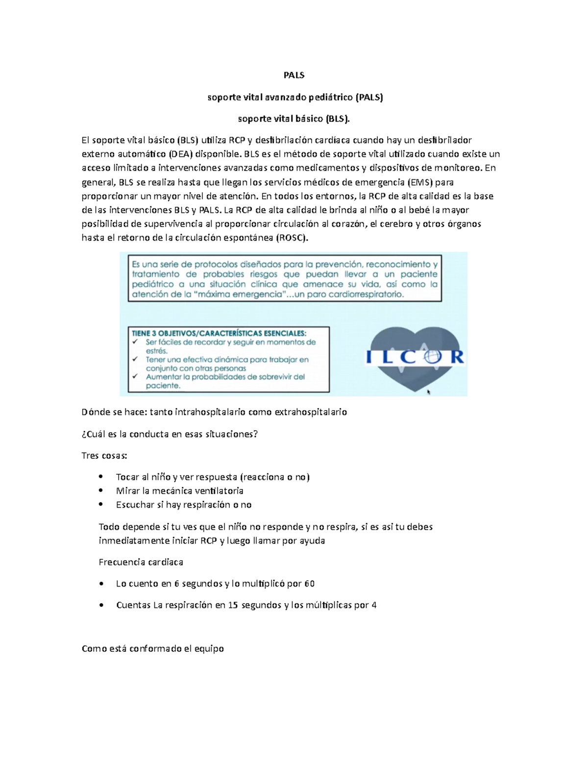 PALS resumen - hjvg - PALS soporte vital avanzado pediátrico (PALS ...