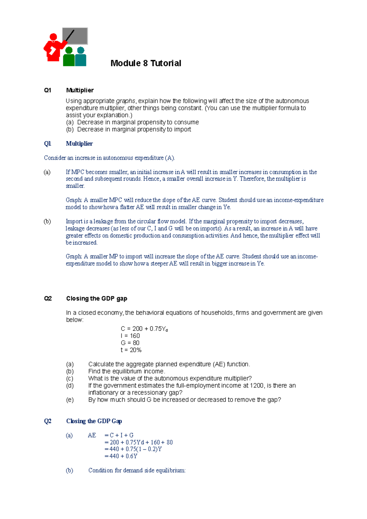 Tutorial Questions Module 08 with answers - Module 8 Tutorial Q1 ...