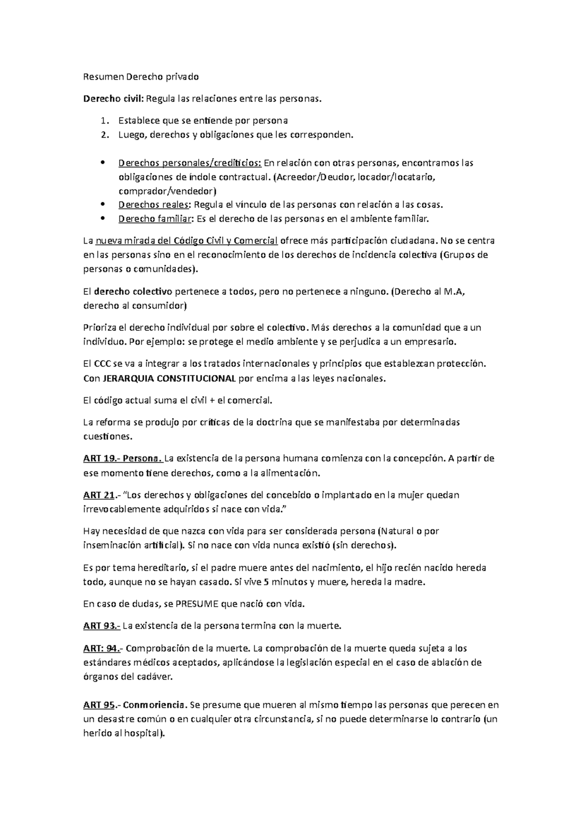 Resumen Primer Parcial - Resumen Derecho Privado Derecho Civil: Regula ...