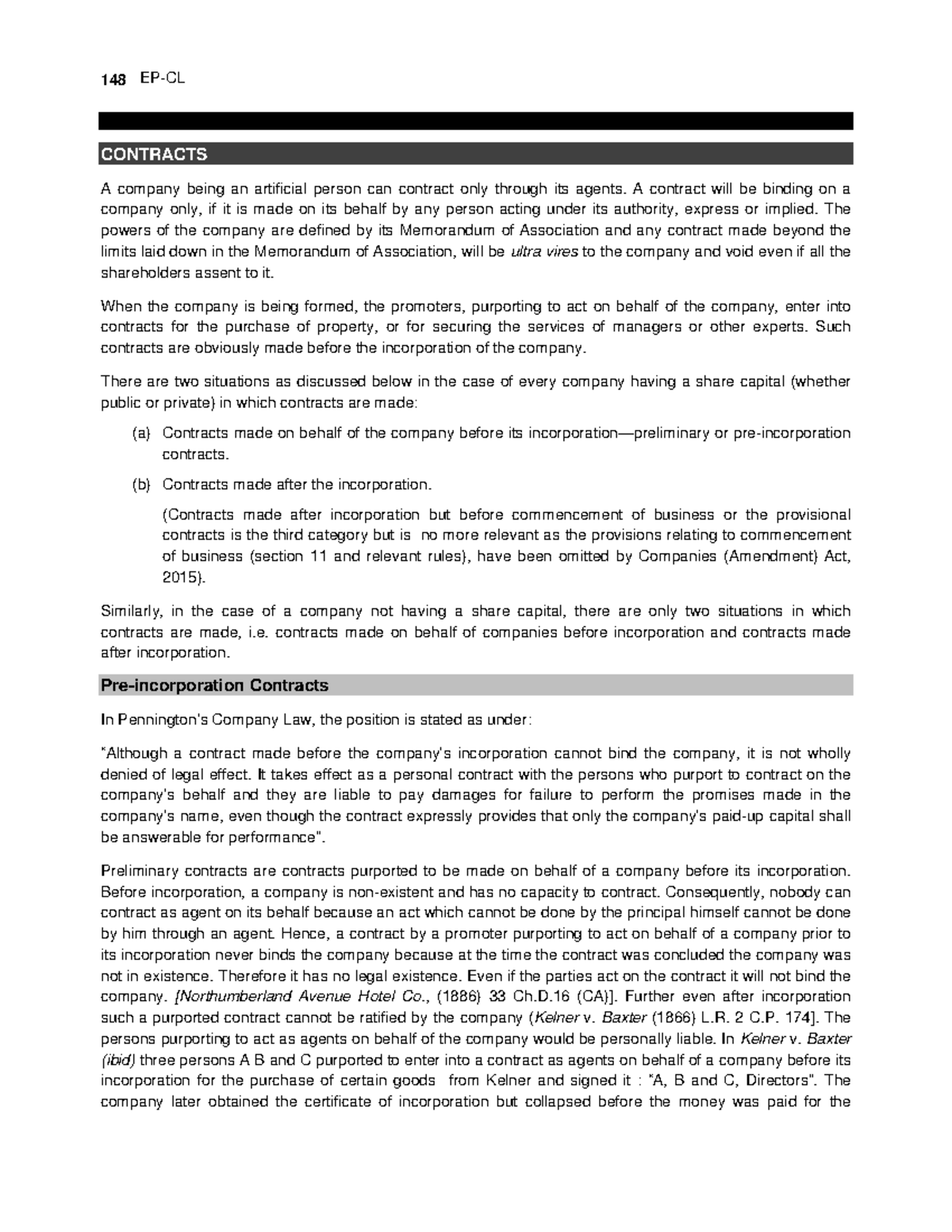 Meaning of contract 148 EPCL CONTRACTS A company being an artificial