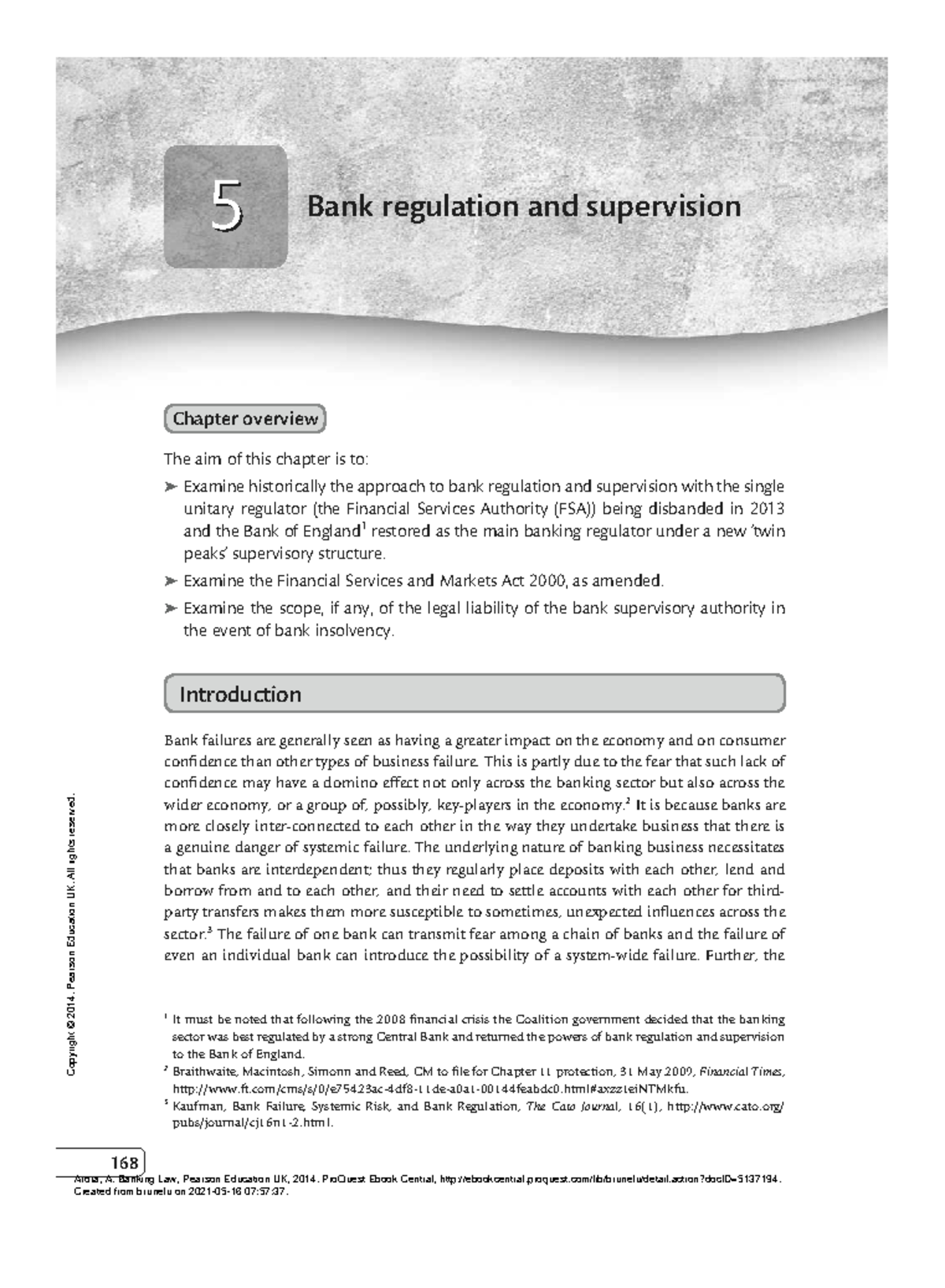 Banking Law (5 Bank regulation and supervision) 168168 55 Bank