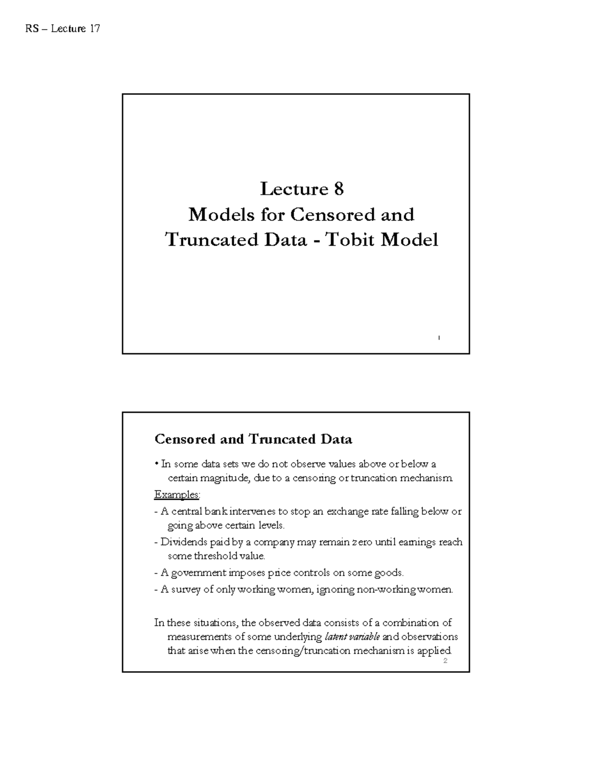 Corner solution econometrics lecture notes - 1 - Studocu