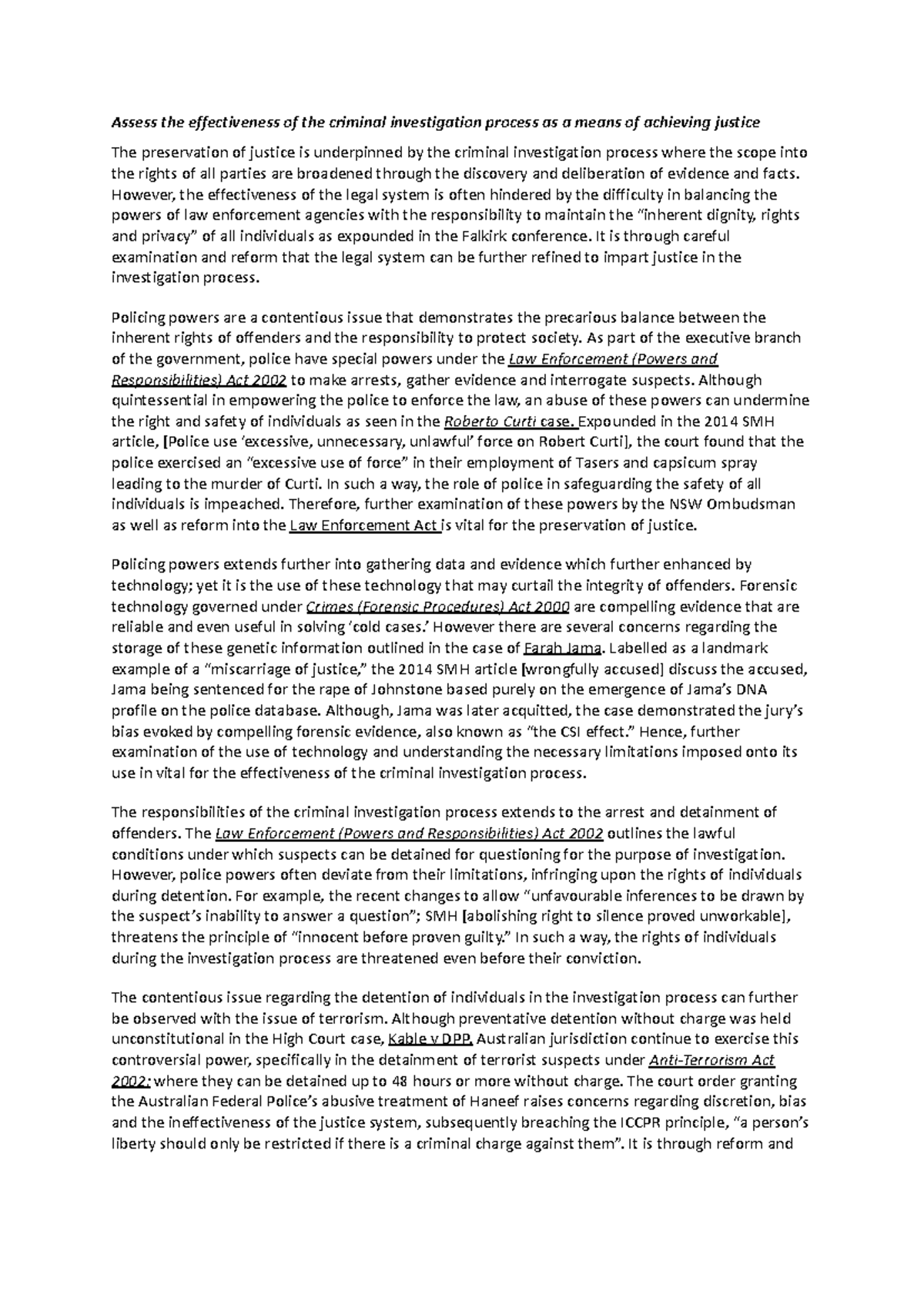 Copy of Criminal Investigation Process Essay Jake - Assess the ...