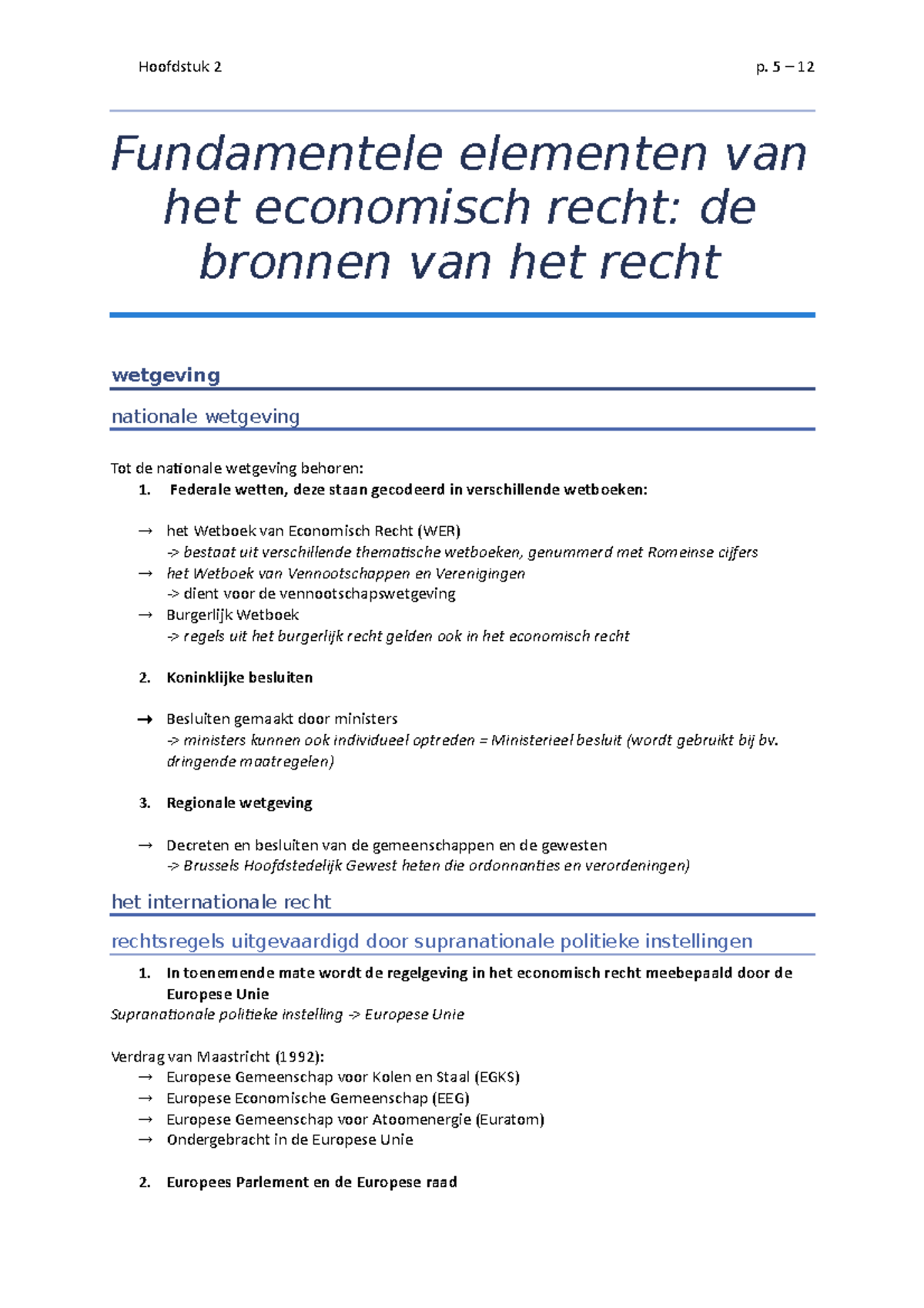 Hoofdstuk 2 Ondernemingsrecht - Hoofdstuk 2 P. 5 – 12 Fundamentele ...