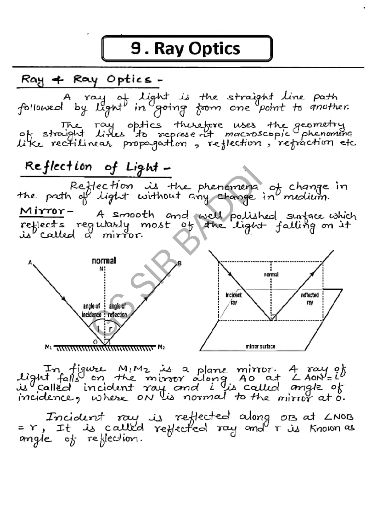 9. Ray Optics Notes PDF - Physics SL - Studocu