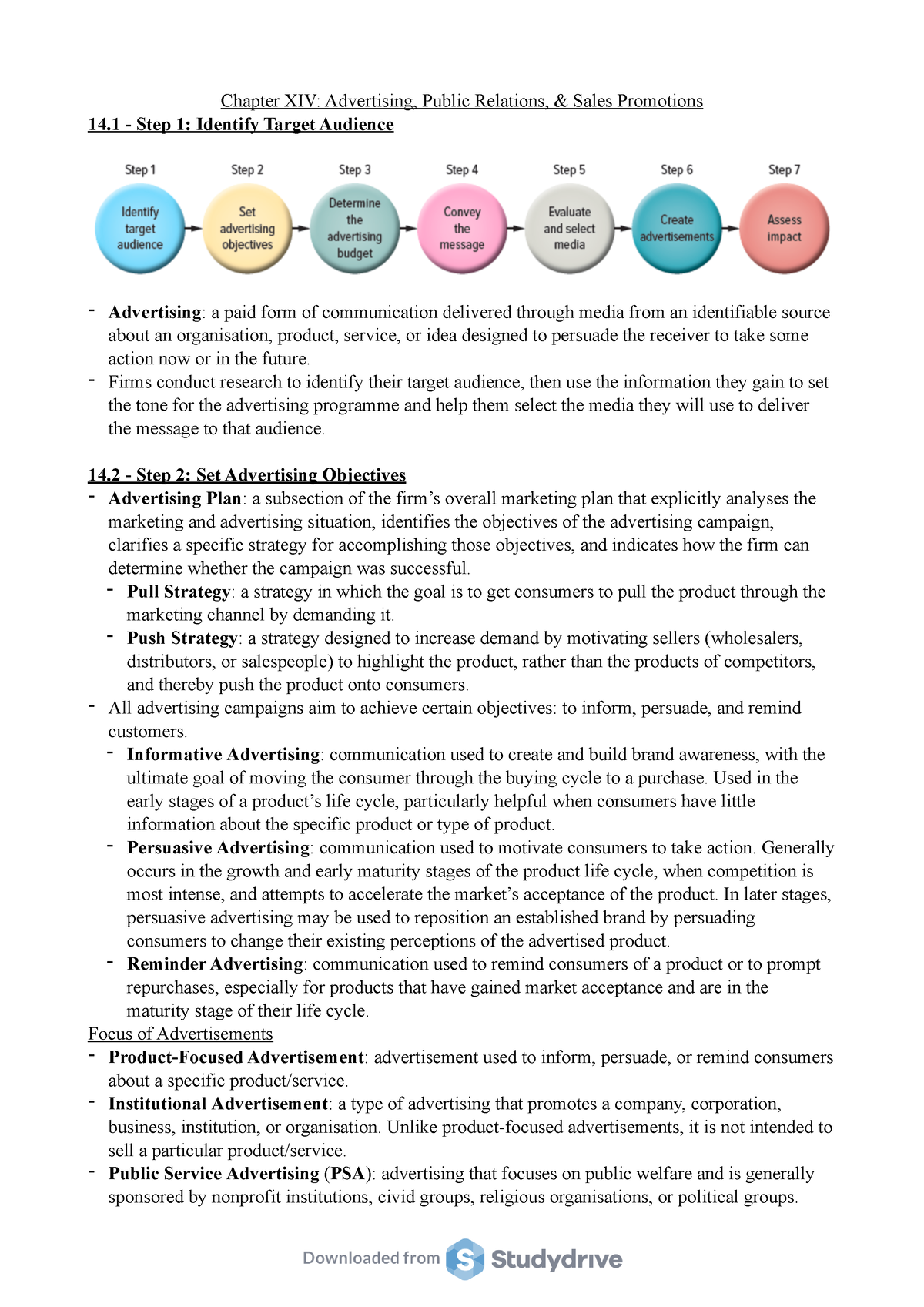 Chapter 14 - Summary (marketing) - Chapter XIV: Advertising, Public ...