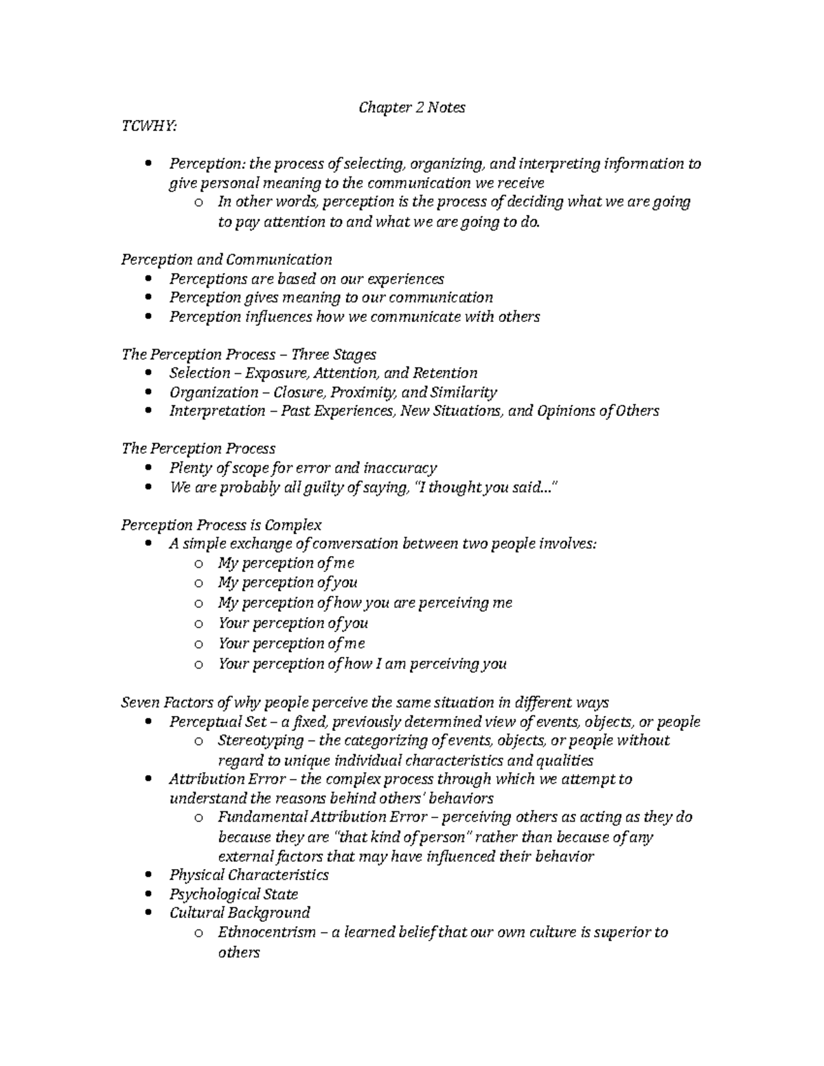 Chapter 2 Notes - Intro To Human Com - Chapter 2 Notes TCWHY ...