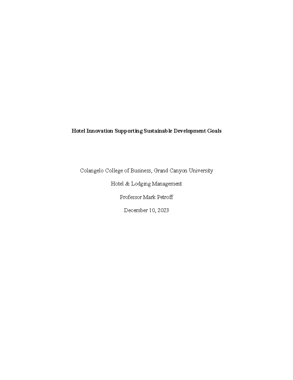 Hotel Innovation Supporting Sustainable Development Goals - Within the ...