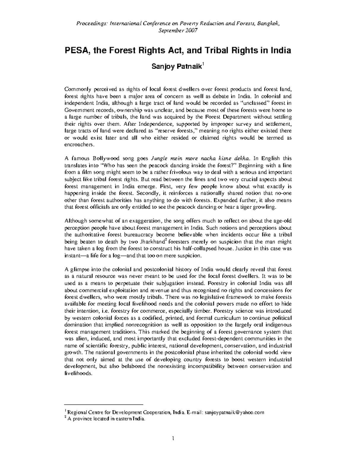 4946 - September 2007 PESA, the Forest Rights Act, and Tribal Rights in ...