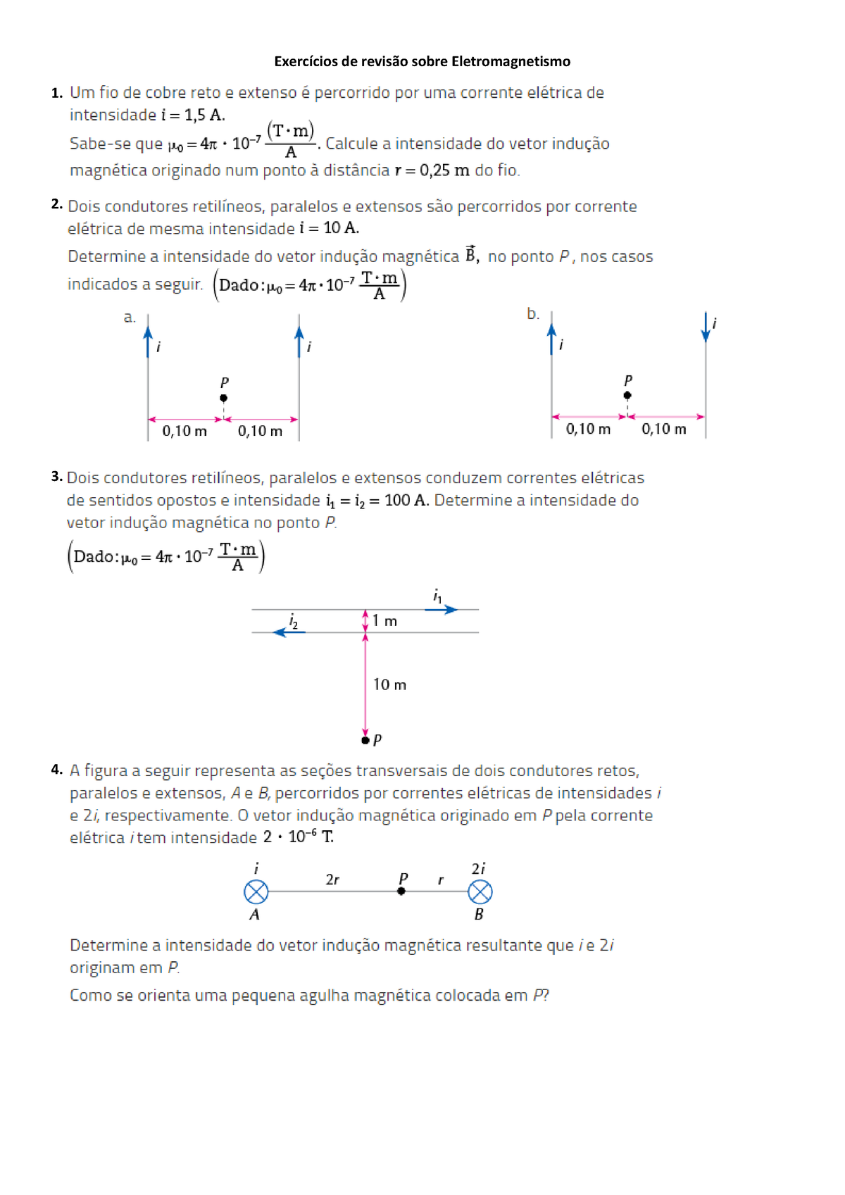 Eletromagnetismo - Eletro - Exercícios De Revisão Sobre ...