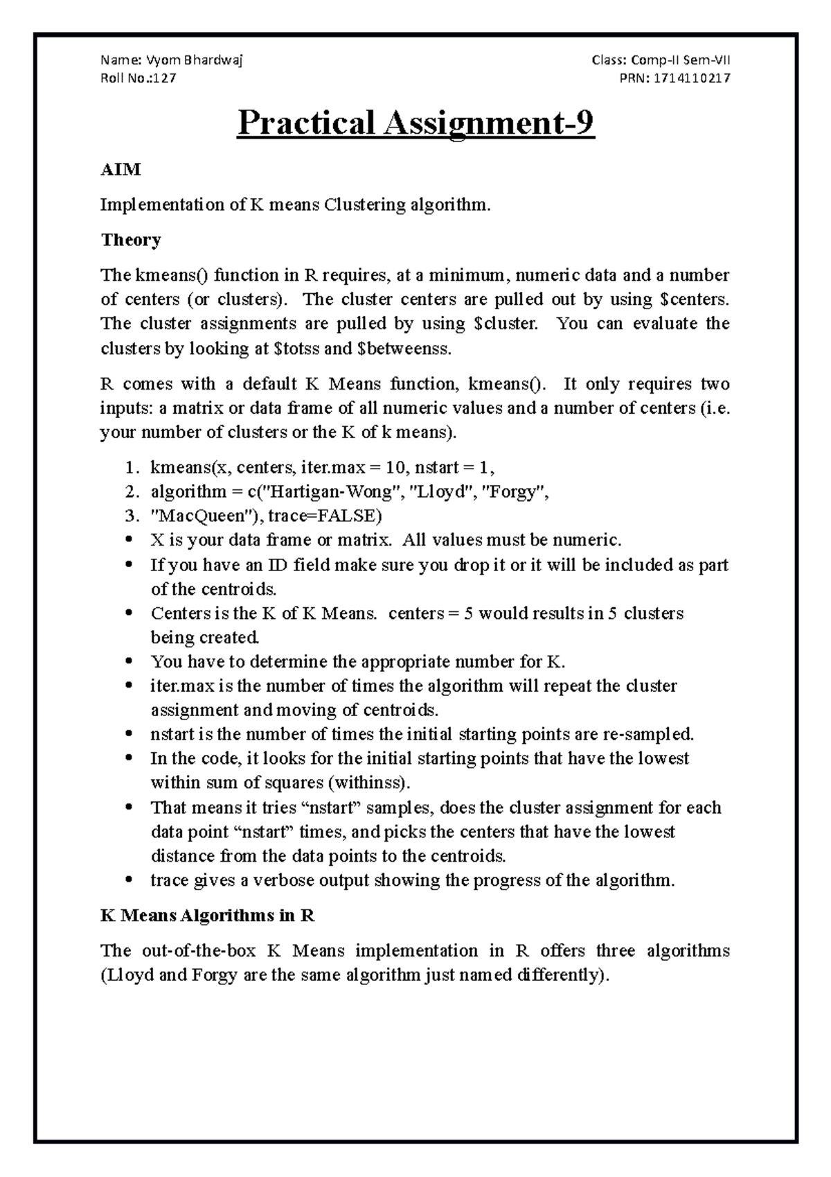 Pl5 prac9 - Lecture notes 9 - R Programming - BVP - Studocu