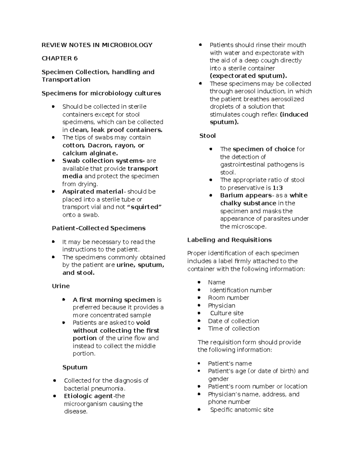 Review Notes Chapter 7 Microbiology - REVIEW NOTES IN MICROBIOLOGY ...