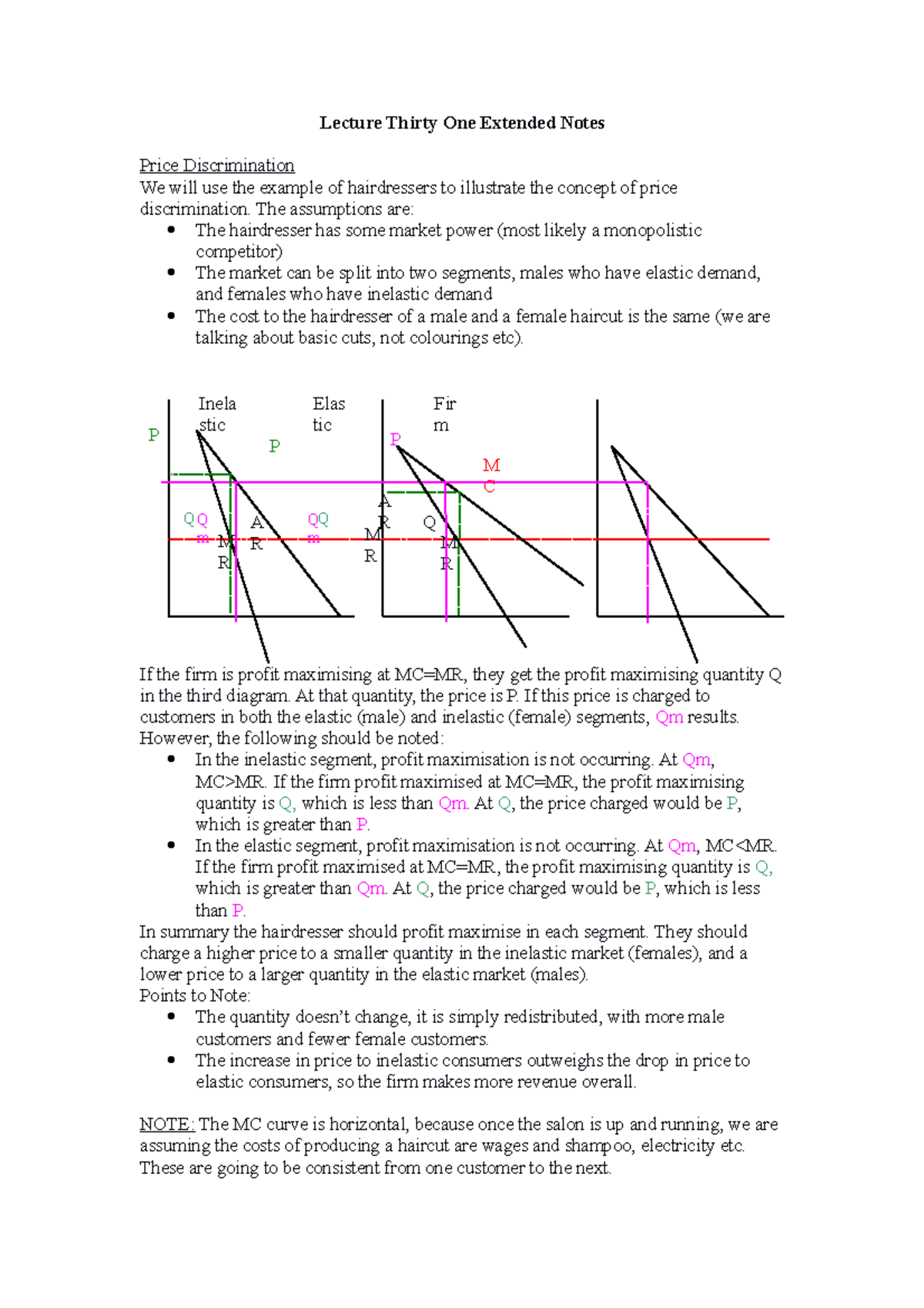 Lecture 31 - econ - Lecture Thirty One Extended Notes Price ...