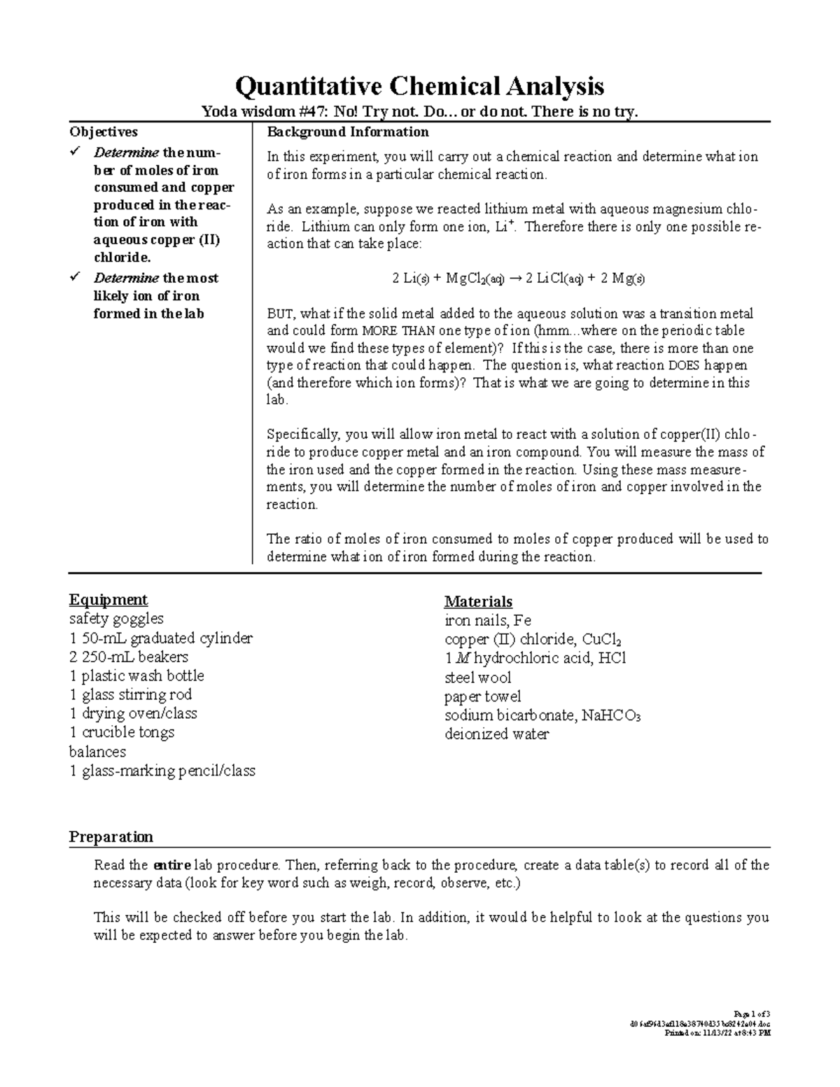 Lab Quantitative Analysis Nail Quantitative Chemical Analysis Yoda