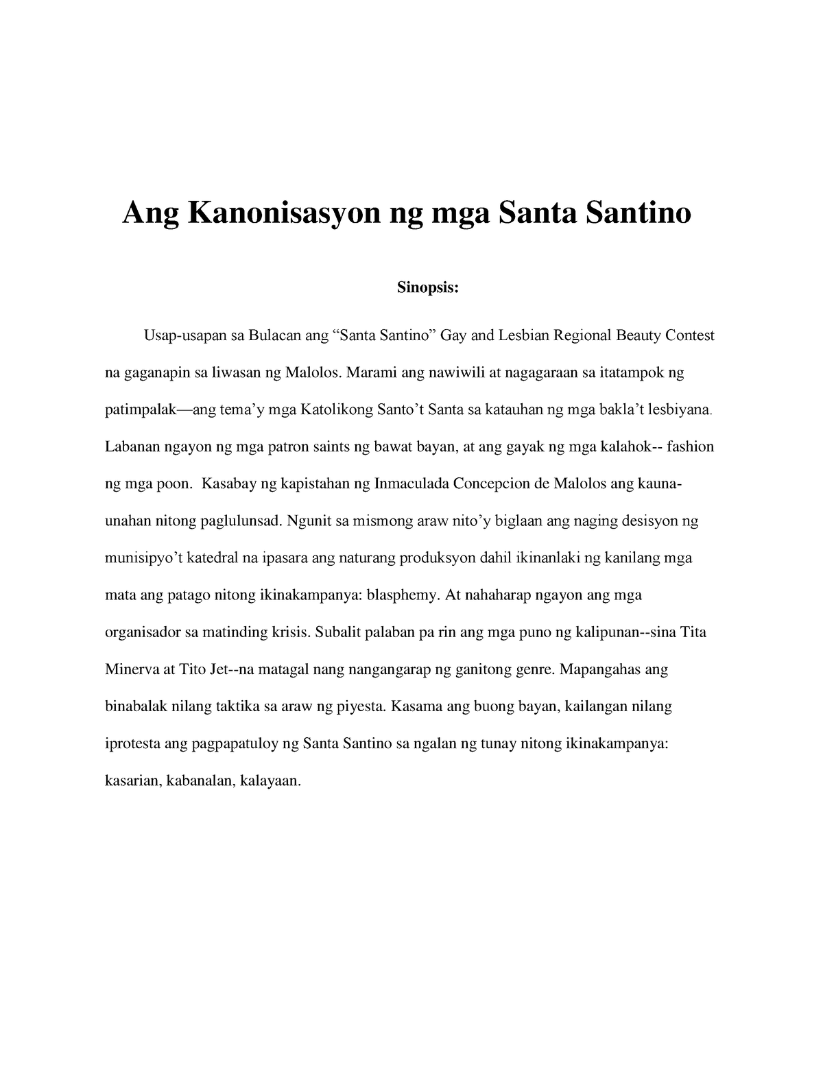 2018 Ang Kanonisasyon Ng Mga Santa Santino By Andrew A Estacio Ang 