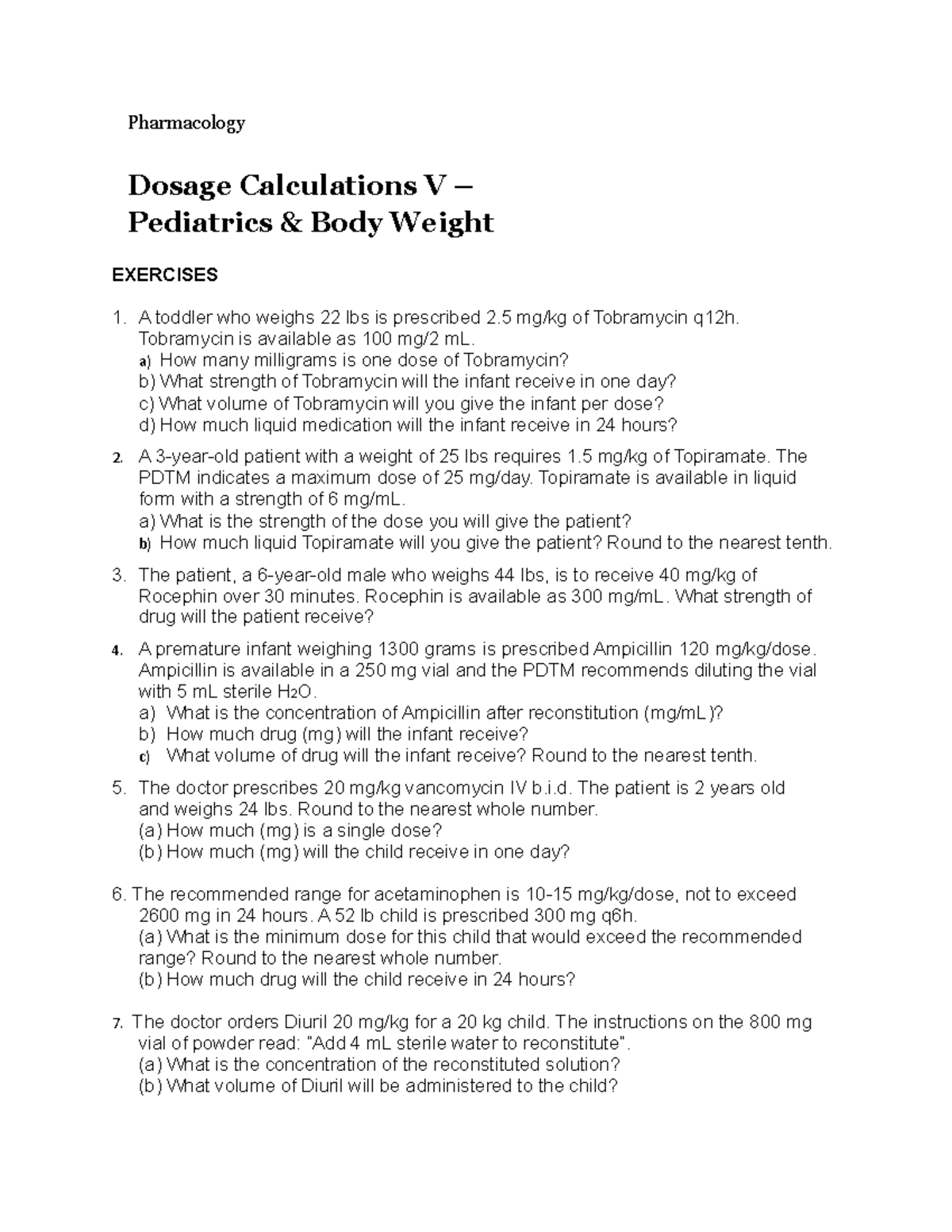 PED - This is coursework for Pharmacology. - Pharmacology Dosage ...