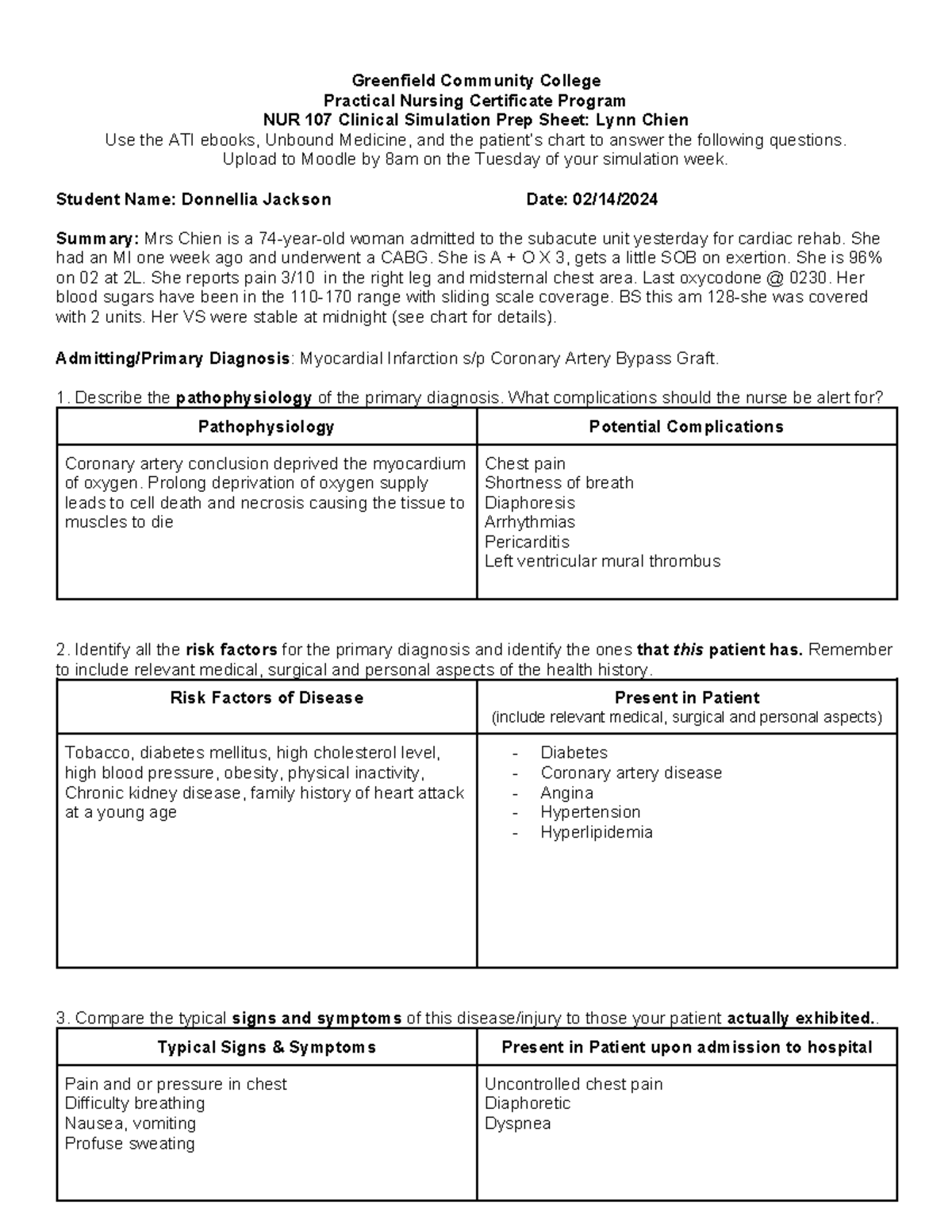 Lynn Chien Simulation Prep Sheet Donnie - Greenfield Community College ...
