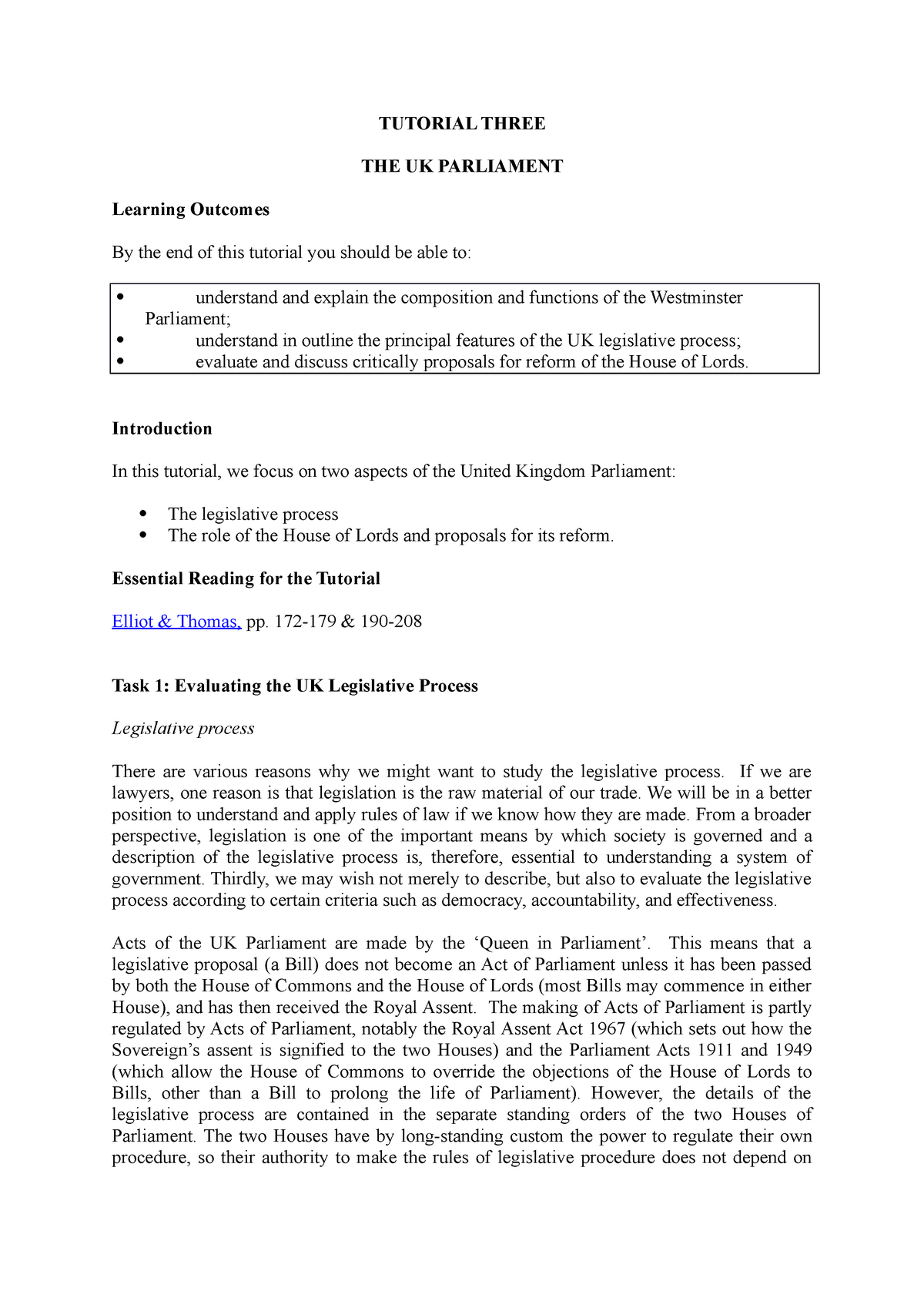 the-uk-parliament-tutorial-three-the-uk-parliament-learning-outcomes