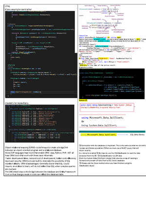 Cheat Sheet 2 - Session 14 Starting with LINQ queries LINQ compared to ...