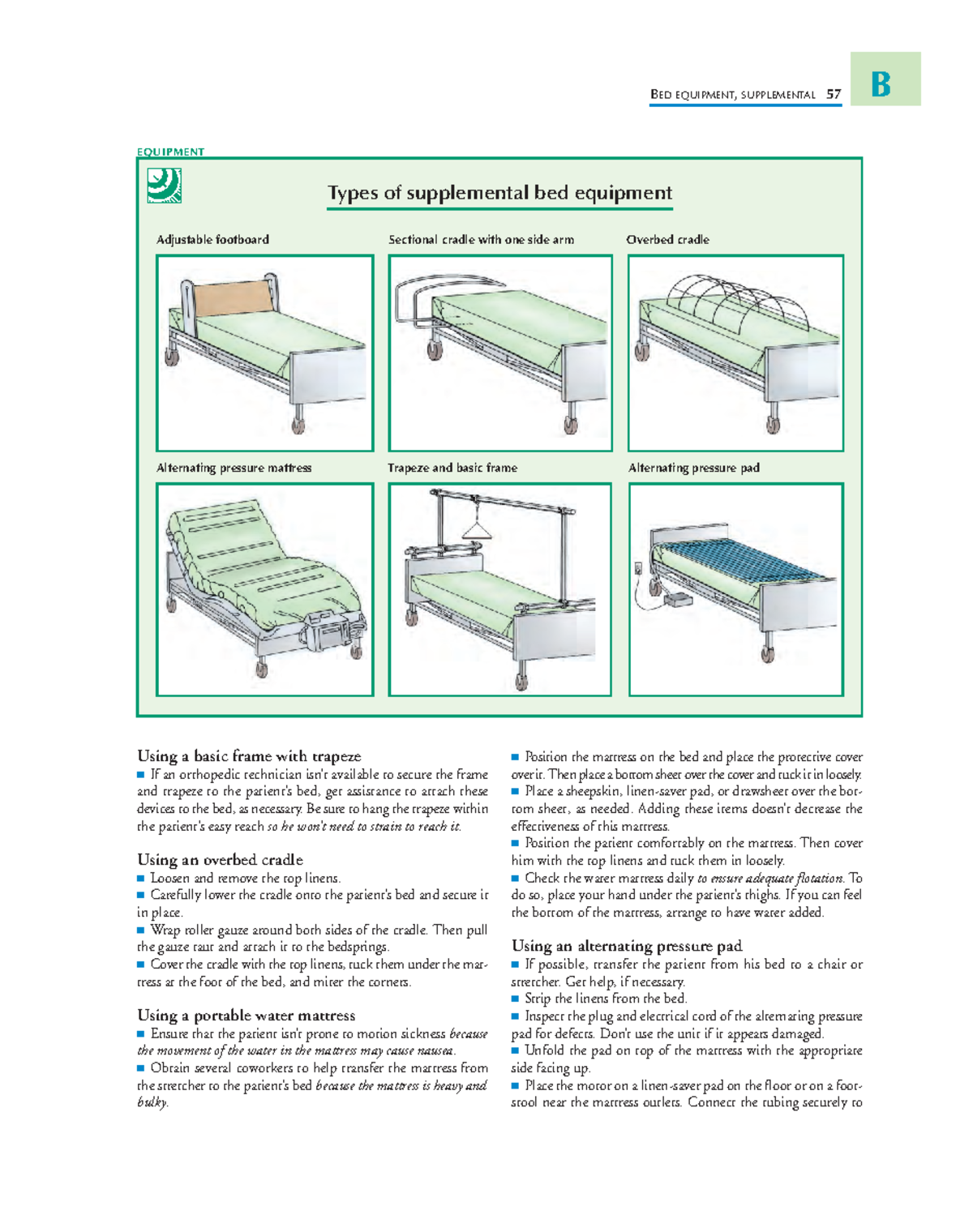 Nursing procedures 15 Position the mattress on the bed and place the