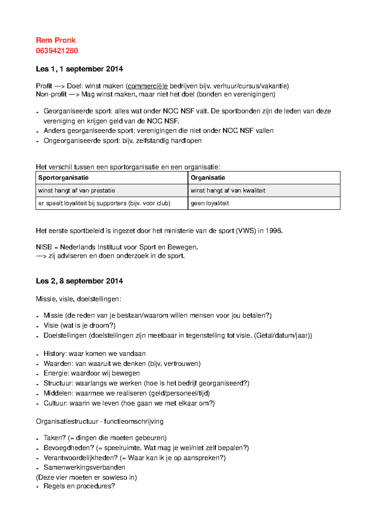 M&O Aantekeningen-2 - College-aantekeningen 1-8 - Rem Pronk 0639421260 ...