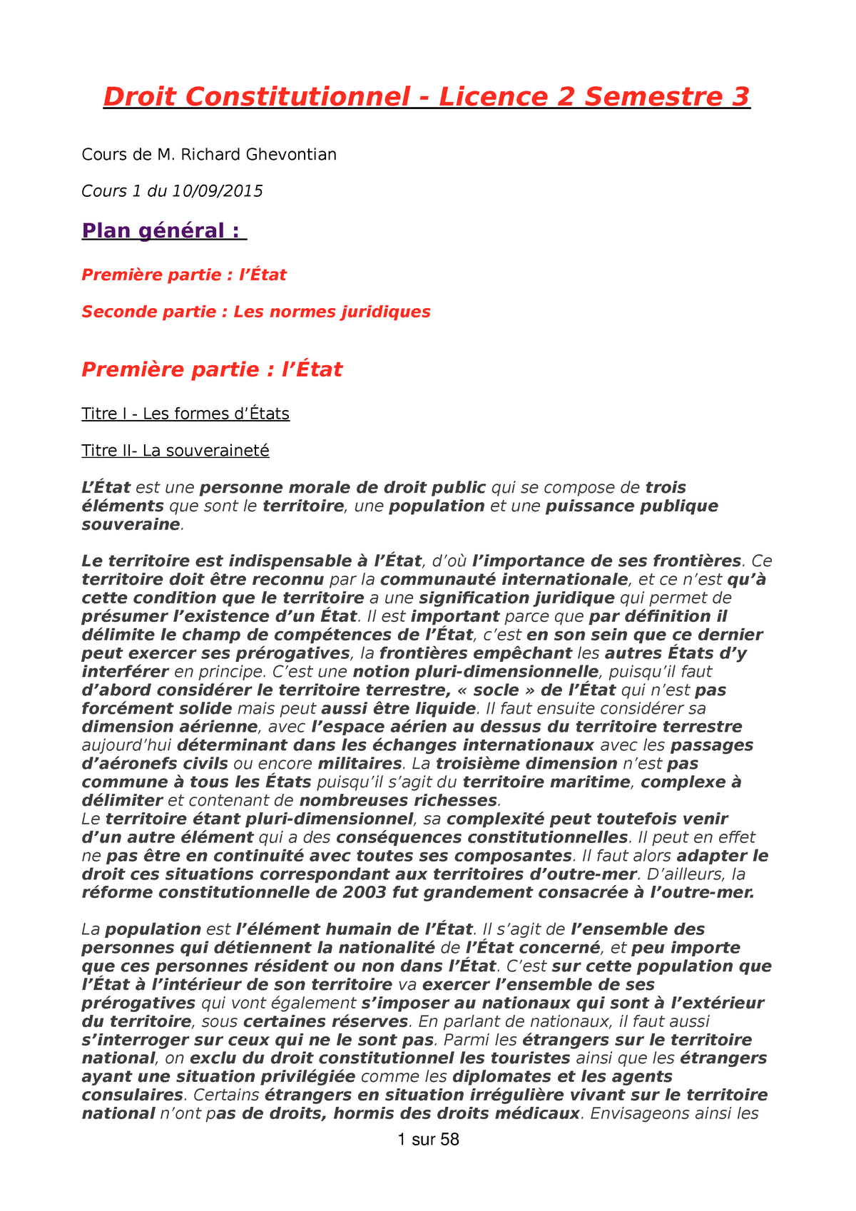 Droit Constitutionnel L S Droit Constitutionnel Licence Semestre Cours De M Richard