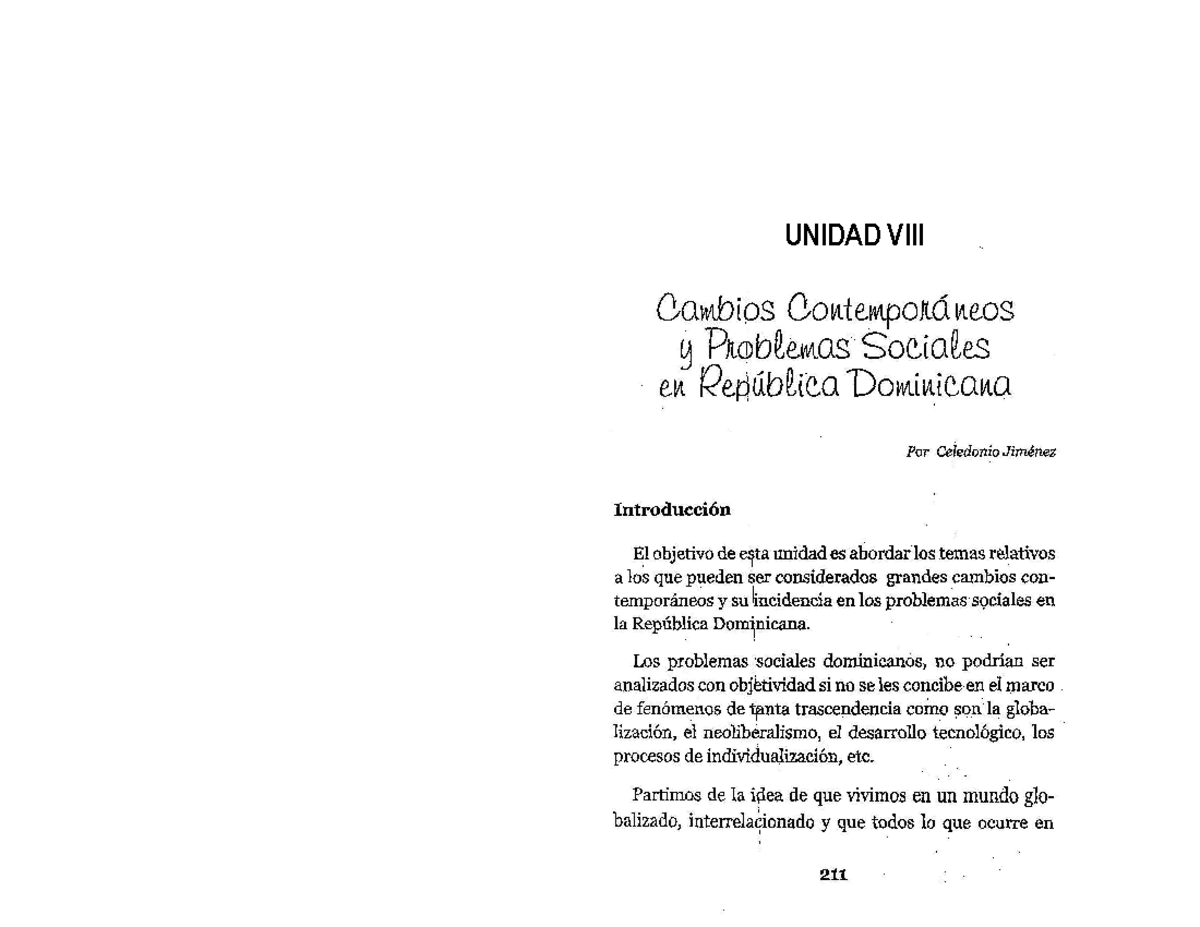 TEMA 6 Cambios Contemporáneos Y Problemas Sociales EN LA REP. DOM ...