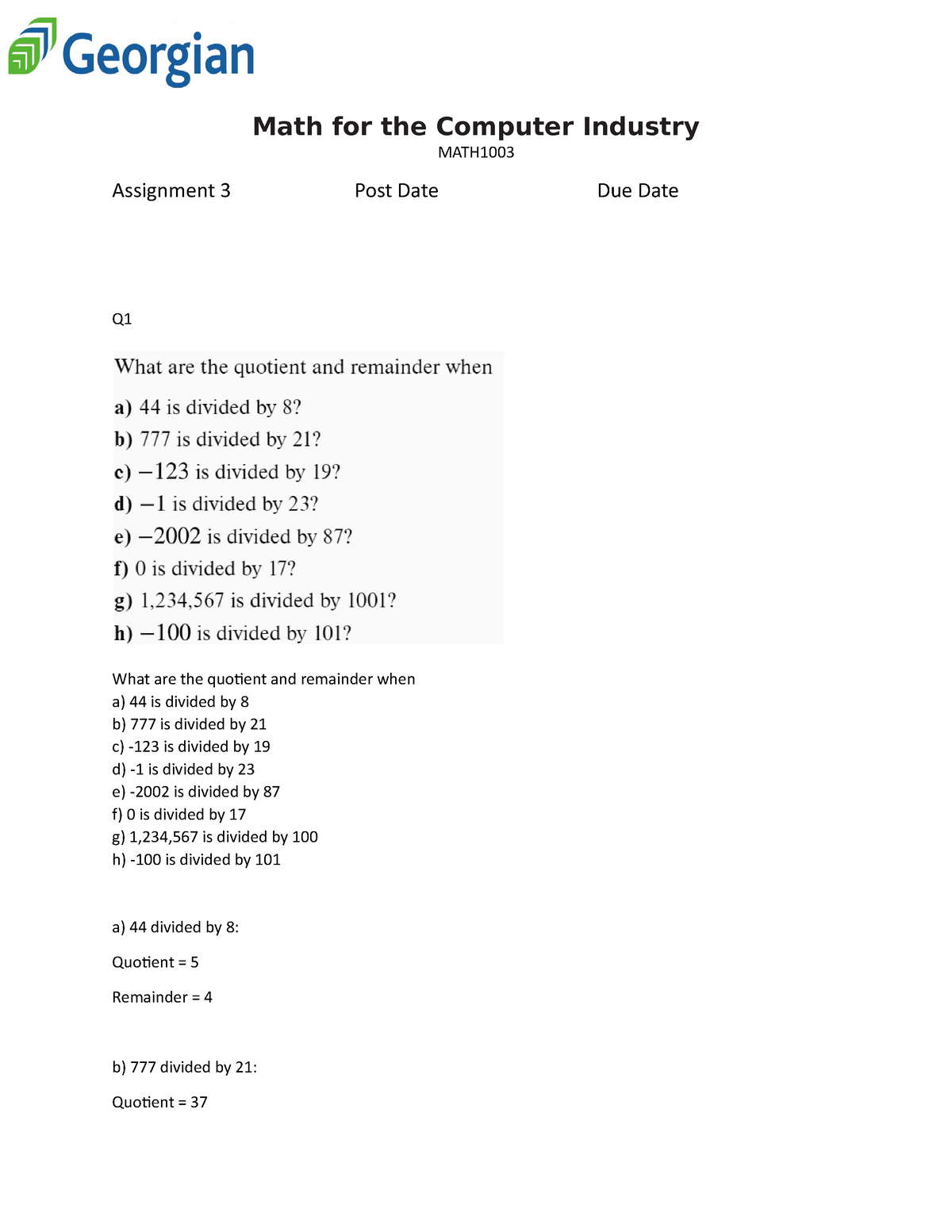 maths for computing assignment esoft