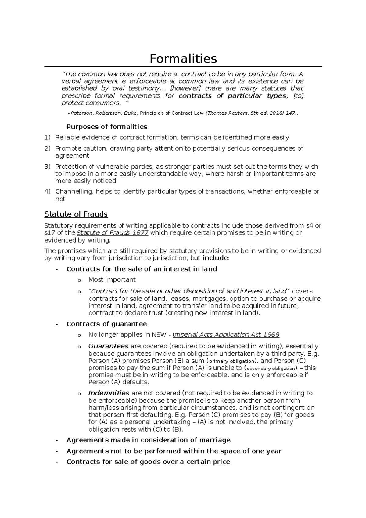 formalities-full-summary-principles-of-contract-law-formalities