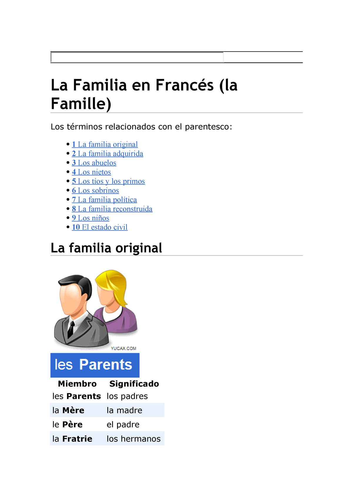 La Familia En Francés - Gbaerfw - La Familia En Francés (la Famille ...