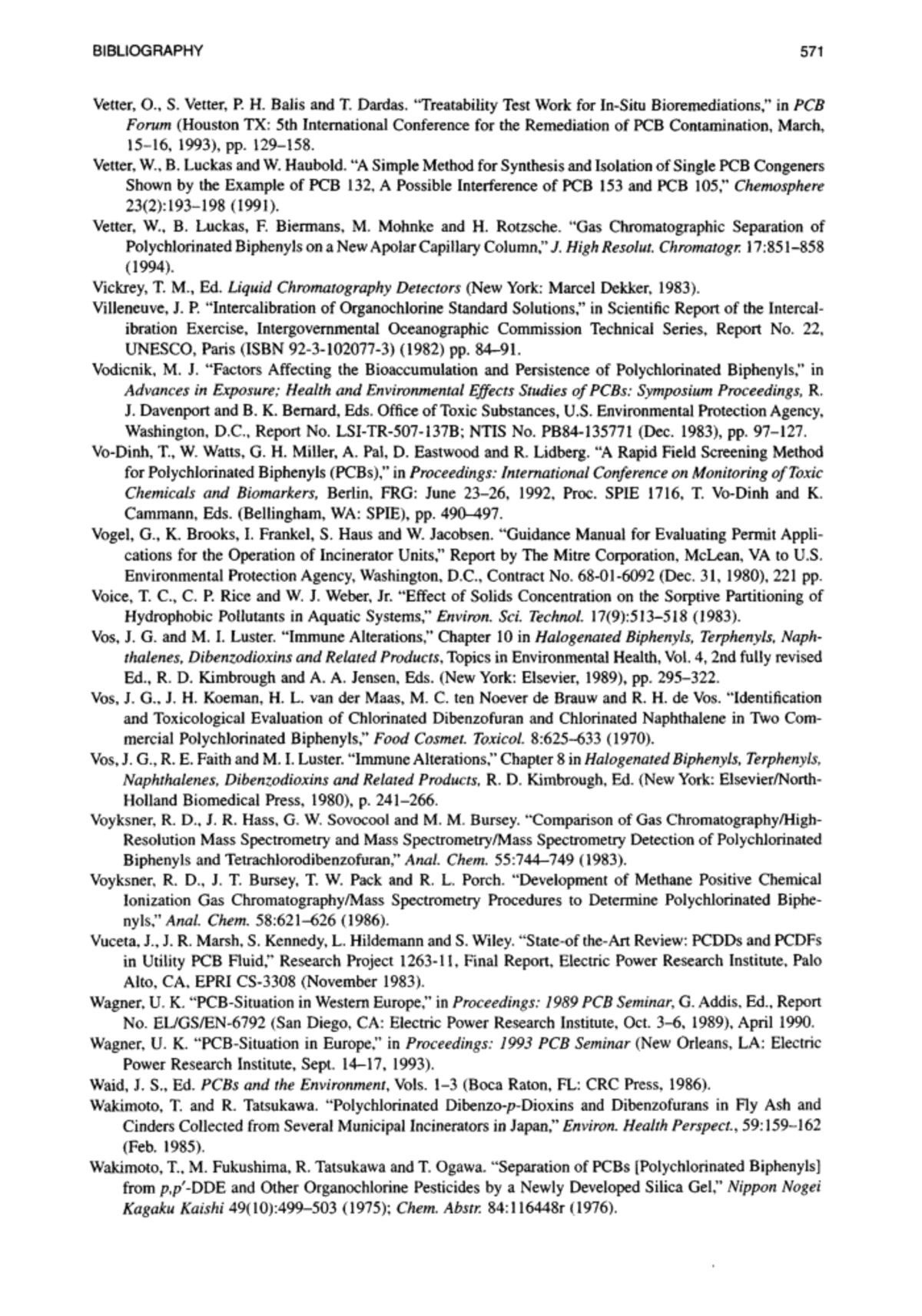 Analytical chemistry of pcbs 196 - BIBLIOGRAPHY 571 Vetter, O., S ...