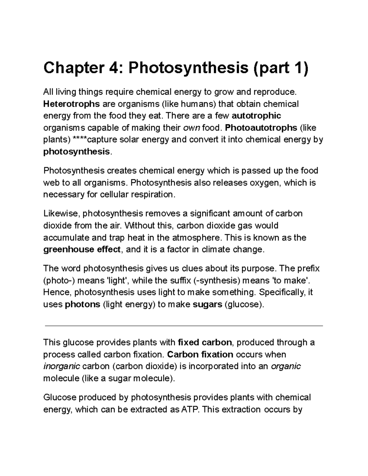 Chapter 4 Photosynthesis (part 1) - Chapter 4: Photosynthesis (part 1 ...