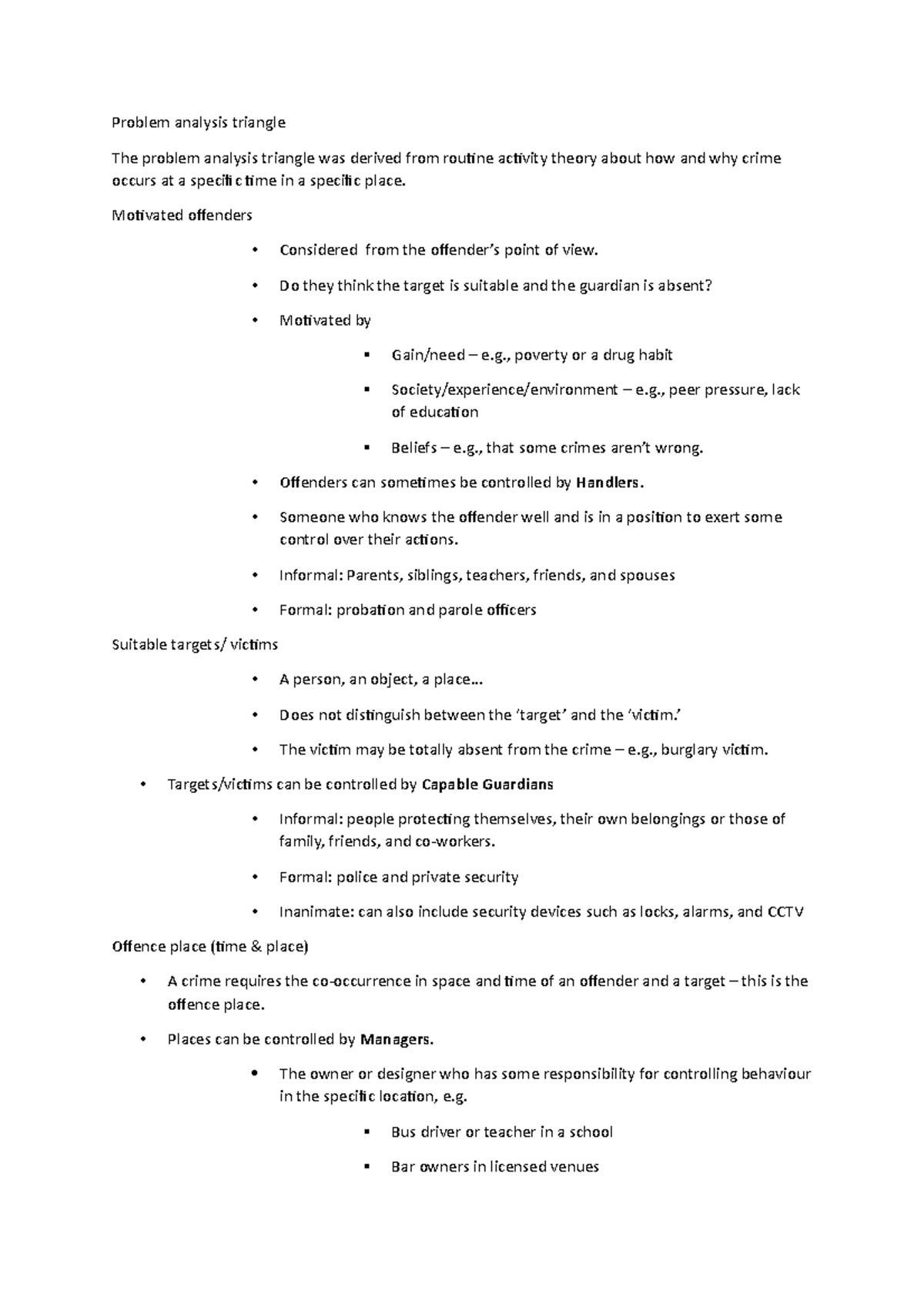 All lecture notes - Problem analysis triangle The problem analysis ...