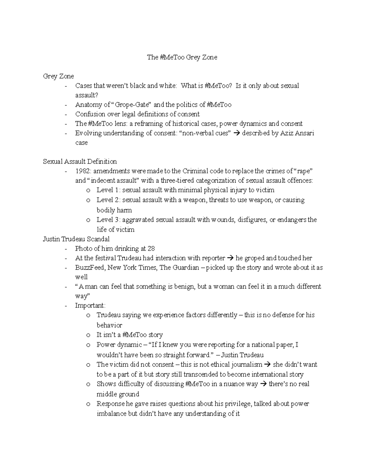 Lecture 10 The MeToo Grey Zone Grey Zone Cases that weren’t black