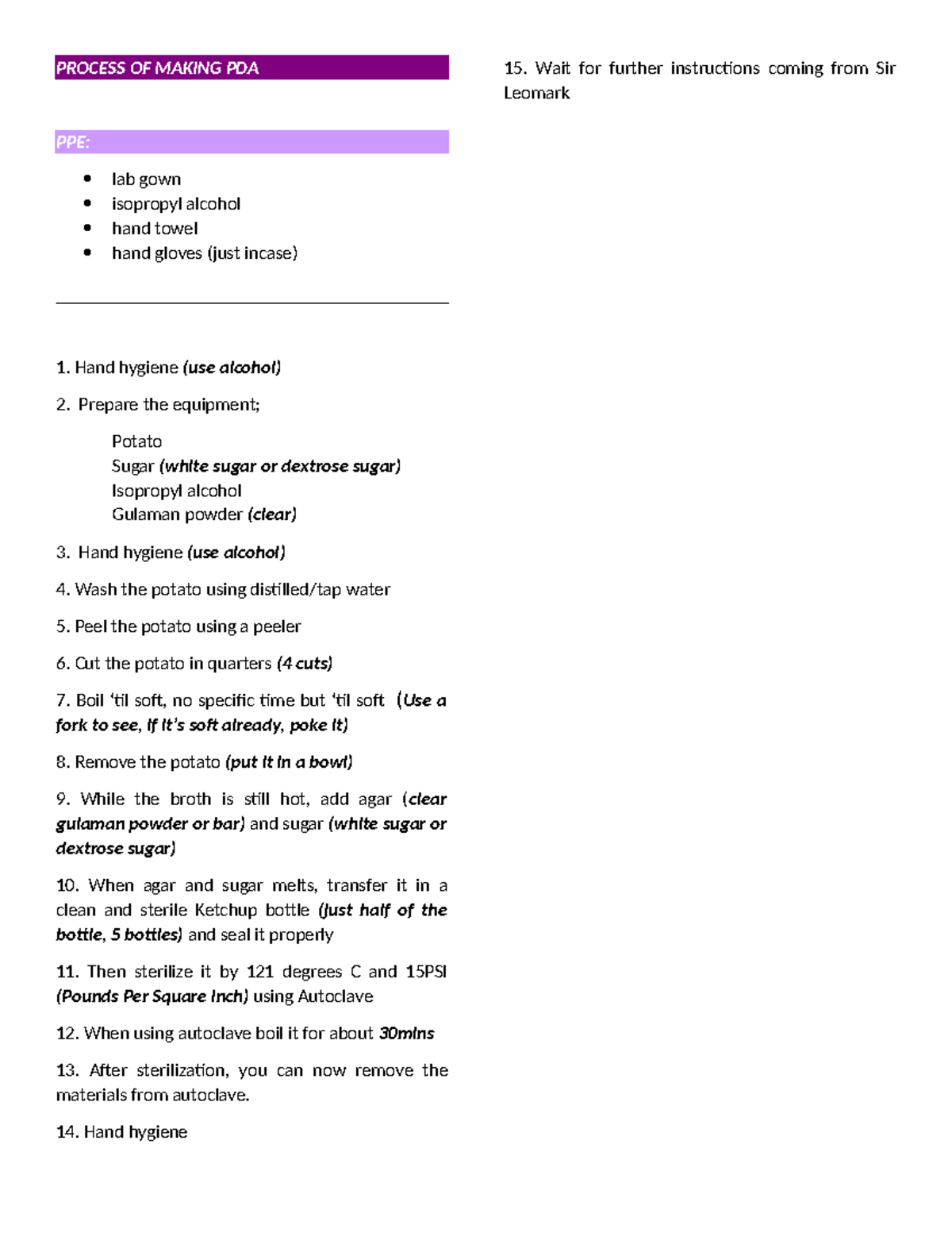 Process OF Making PDA - Hukk - PROCESS OF MAKING PDA PPE: lab gown ...